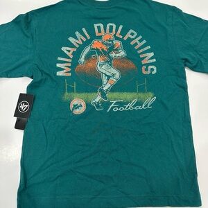 47 Brand Miami Dolphins Teal Football Tee